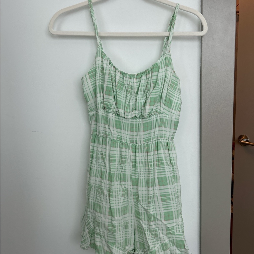 Green and White Plaid Sundress